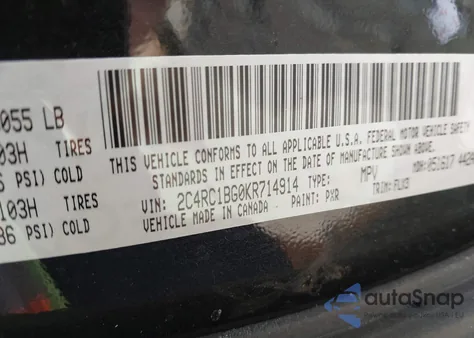 2019 Chrysler Pacifica Touring L из США, поврежденный, VIN 2C4RC1BG0KR714914